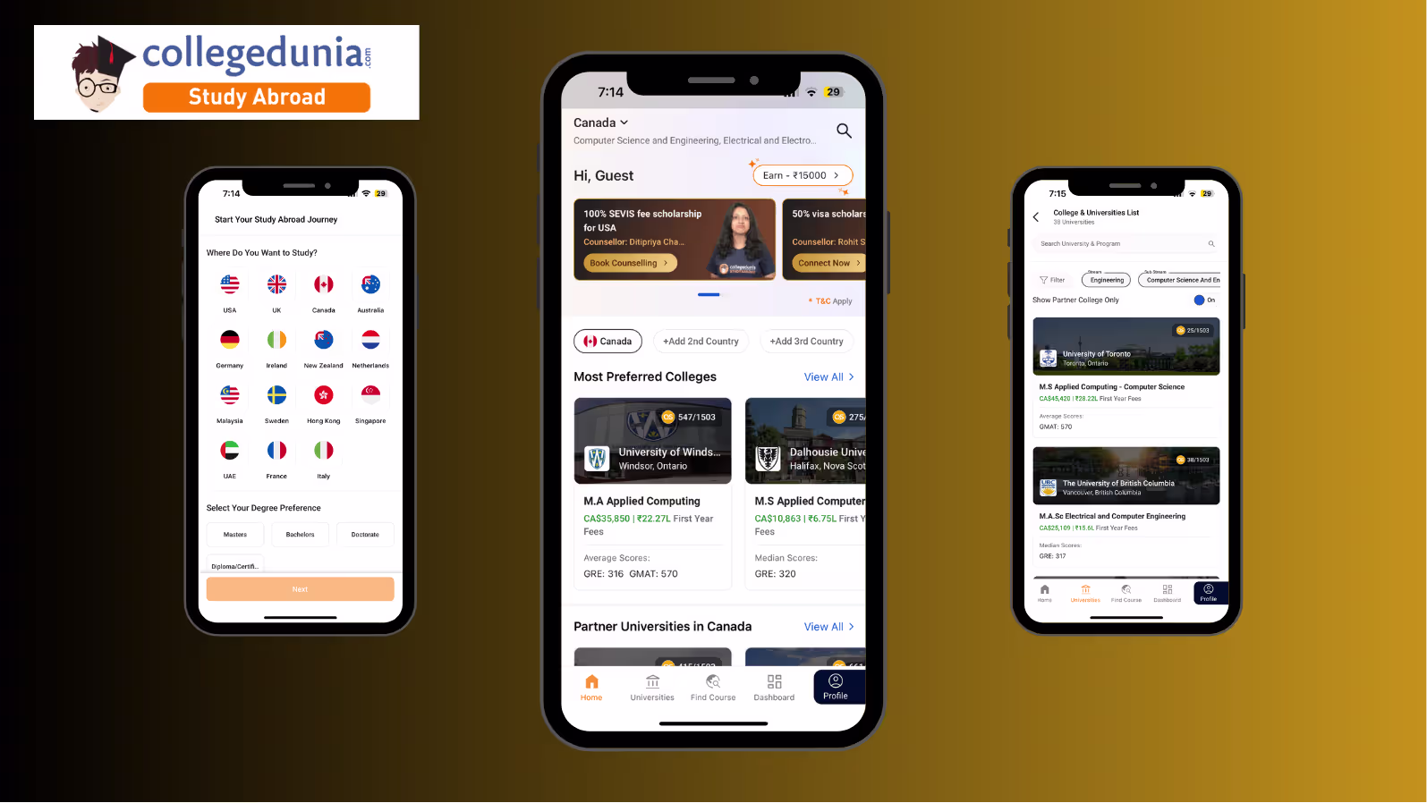 Collegedunia Study Abroad React Native app — 4.1★ on Play Store